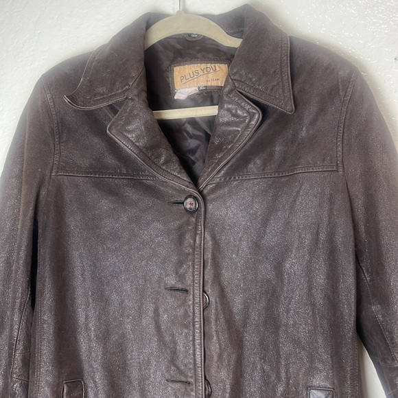 Vintage Genuine Leather Jacket | Brown | Size XL | Oversized Fit - Picture 3 of 13